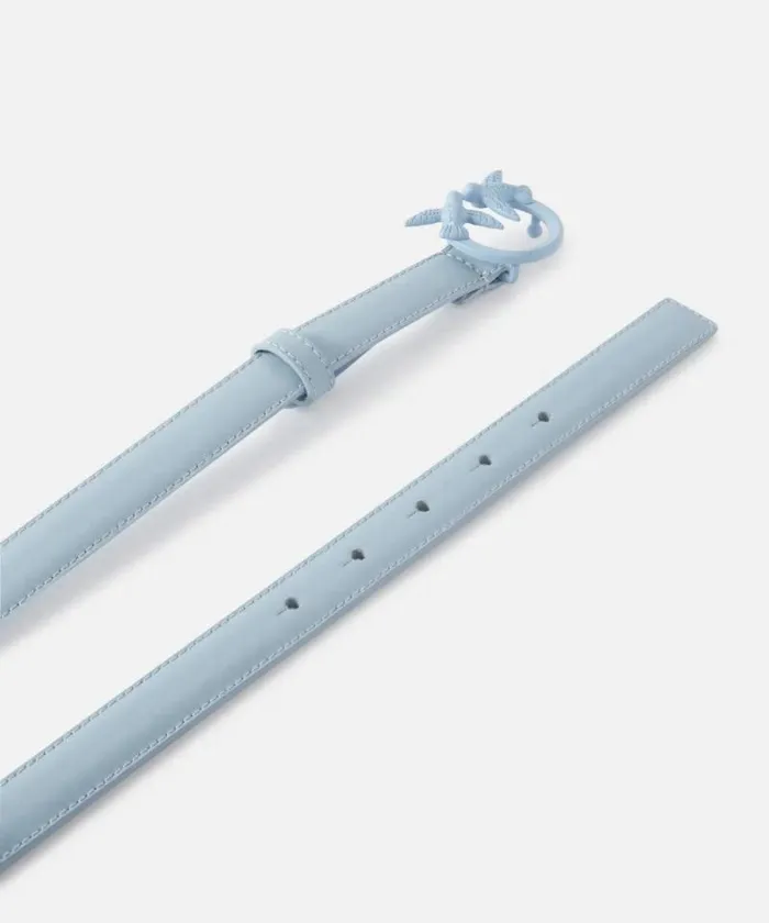 Women Belts Pinko Thin Colourblock Love Birds Leather Belt 2cm Light Blueblock Colour Women Belts Pinko Thin Colourblock Love Birds Leather Belt 2cm Light Blueblock Colour