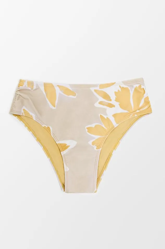 Women Bikini Bottoms Cupshe Delicate Expressions Side Shirred Mid Rise Bikini Bottom Multicolor