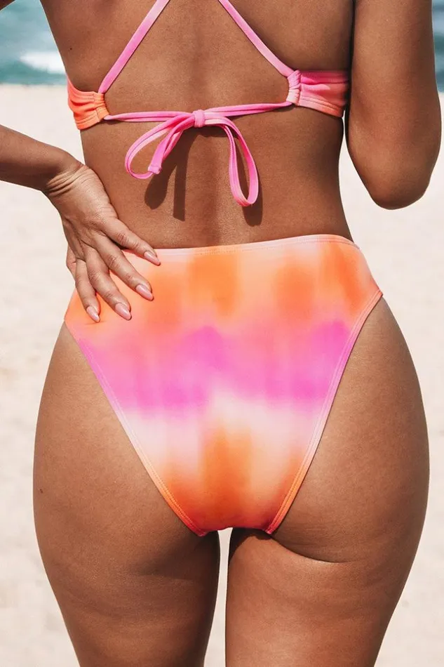Women Bikini Bottoms Cupshe Radiant Sun Ombre Cheeky Hipster Bikini Bottom Multicolor