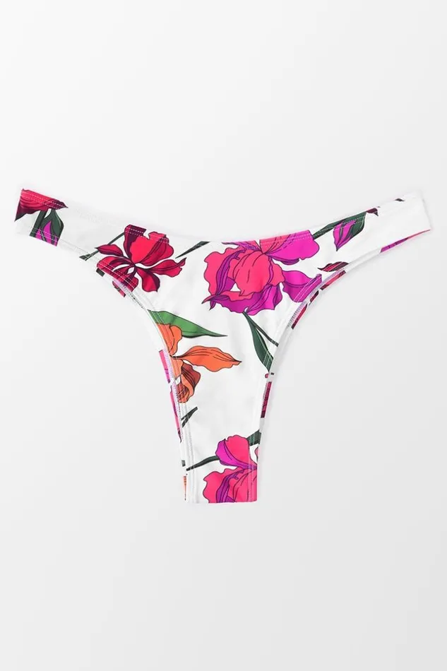Women Bikini Bottoms Cupshe Wynter Floral High Cut Bikini Bottom Multicolor