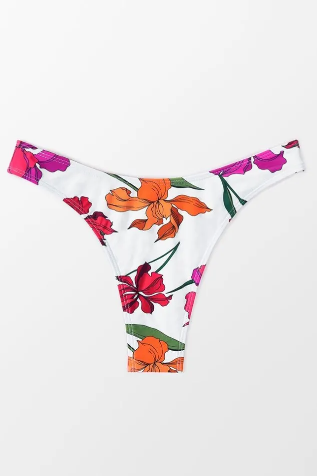 Women Bikini Bottoms Cupshe Wynter Floral High Cut Bikini Bottom Multicolor
