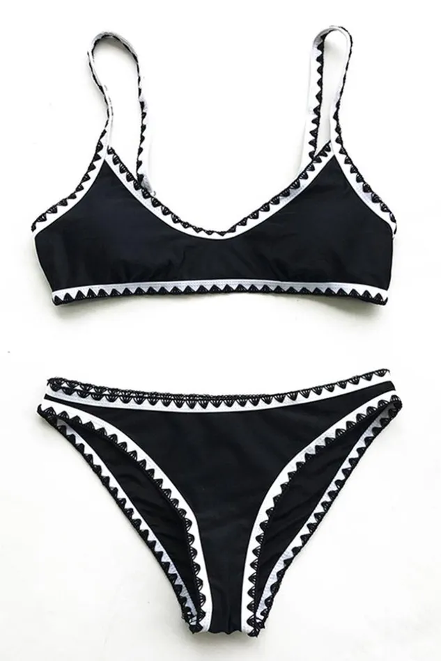 Women Bikini Sets Cupshe Black And White Crochet Bikini Blackwhite