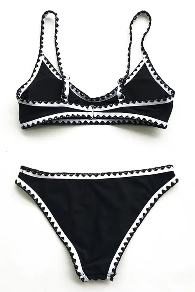 Women Bikini Sets Cupshe Black And White Crochet Bikini Blackwhite