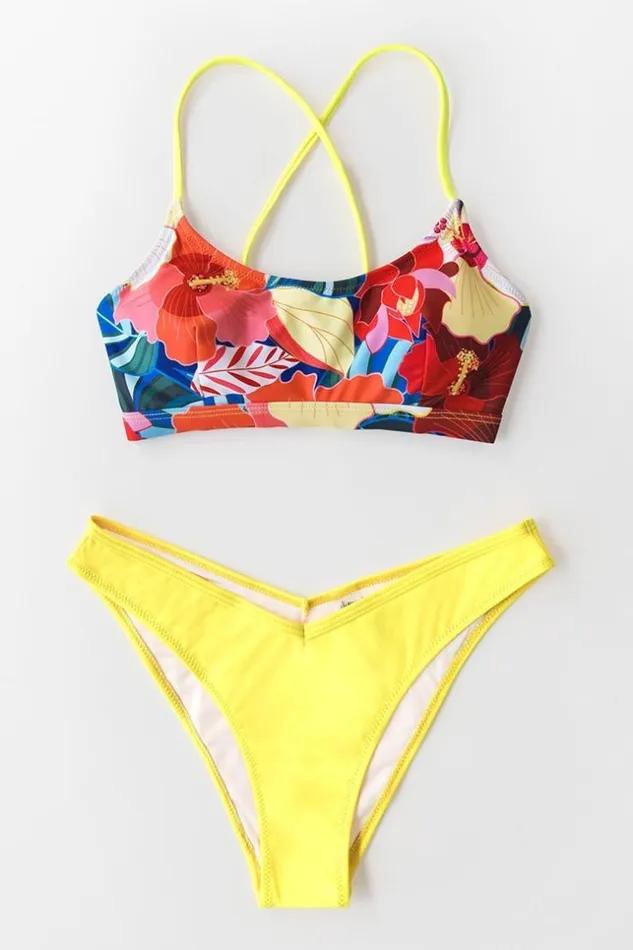 Women Bikini Sets Cupshe Bright Floral Print Bikini Multicolor