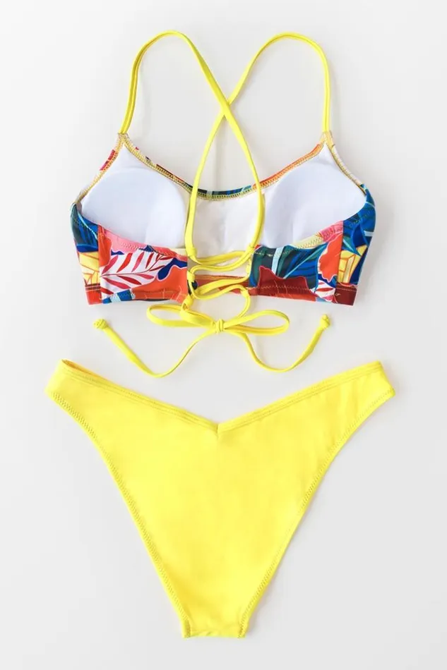 Women Bikini Sets Cupshe Bright Floral Print Bikini Multicolor
