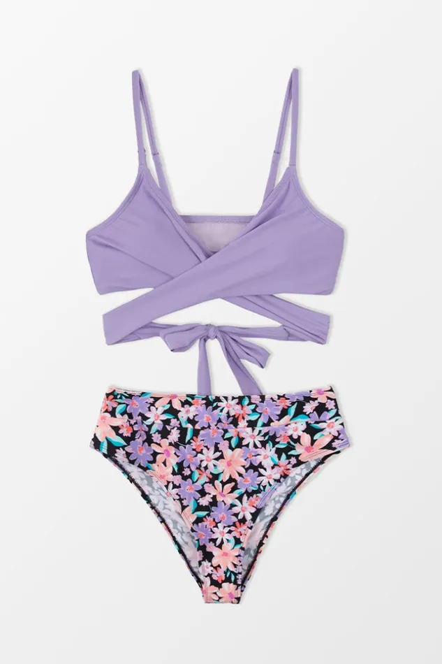 Women Bikini Sets Cupshe Paluma Falls Back Tie Wrapped Missy Bikini Set Purple