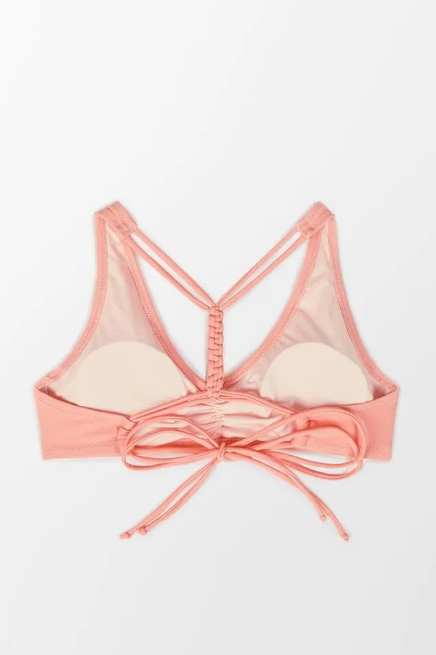 Women Bikini Tops Cupshe Dayana Ruched Front Tie Back Bikini Top Pink