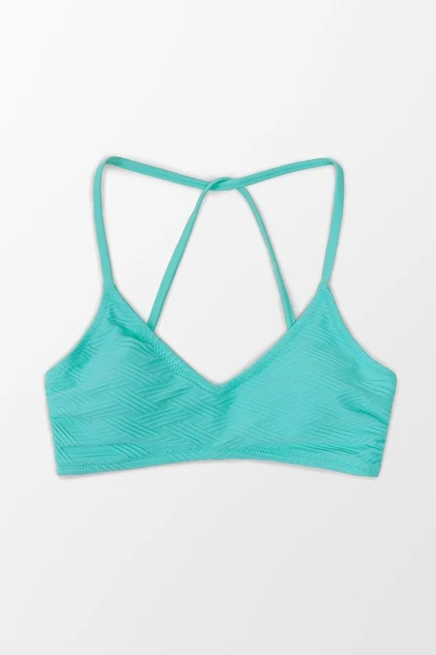 Women Bikini Tops Cupshe Elaine Criss Cross Tie Back Bikini Top Blue
