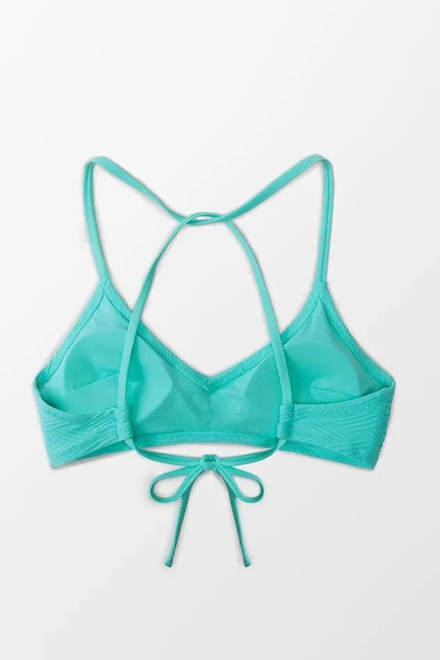 Women Bikini Tops Cupshe Elaine Criss Cross Tie Back Bikini Top Blue