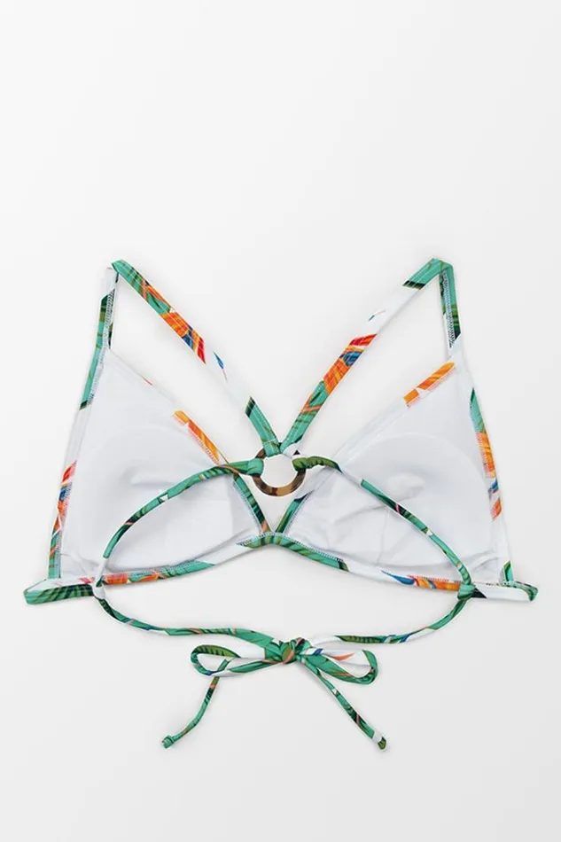 Women Bikini Tops Cupshe Juniper Leafy Crisscross Bikini Top Green