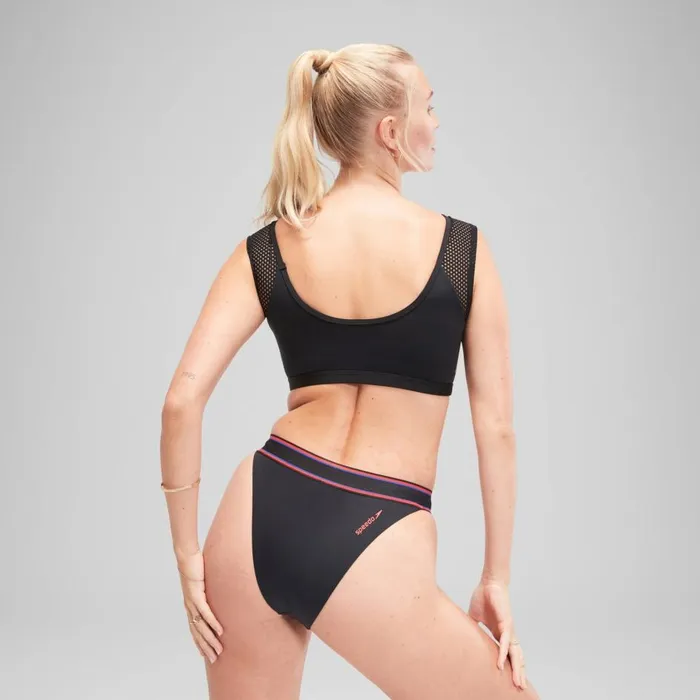 Women Bikinis and Tankinis Speedo FLU3NTE Mesh Crop Top Grey