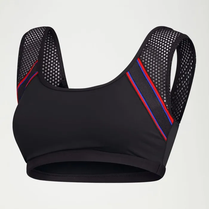 Women Bikinis and Tankinis Speedo FLU3NTE Mesh Crop Top Grey