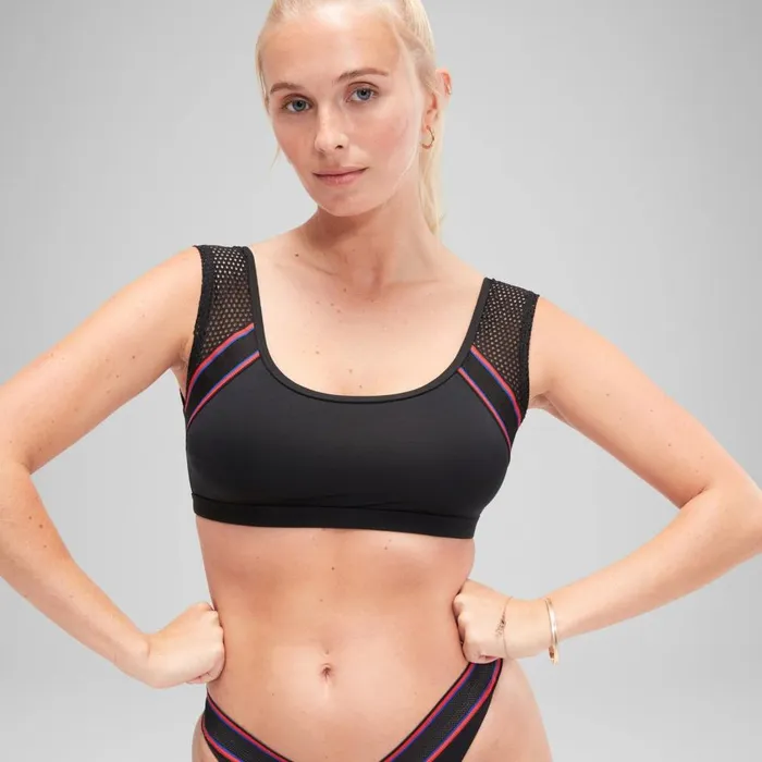 Women Bikinis and Tankinis Speedo FLU3NTE Mesh Crop Top Grey