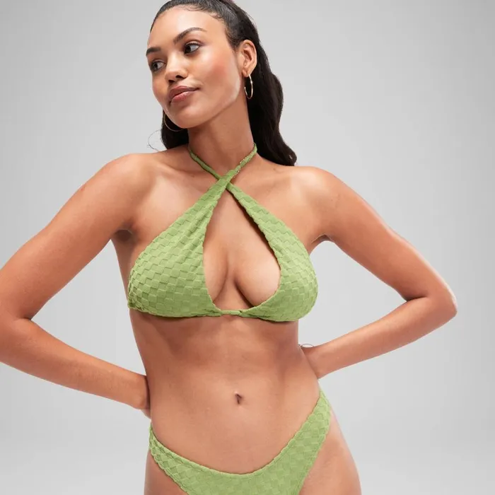 Women Bikinis and Tankinis Speedo FLU3NTE Terry Triange Bikini Top Green