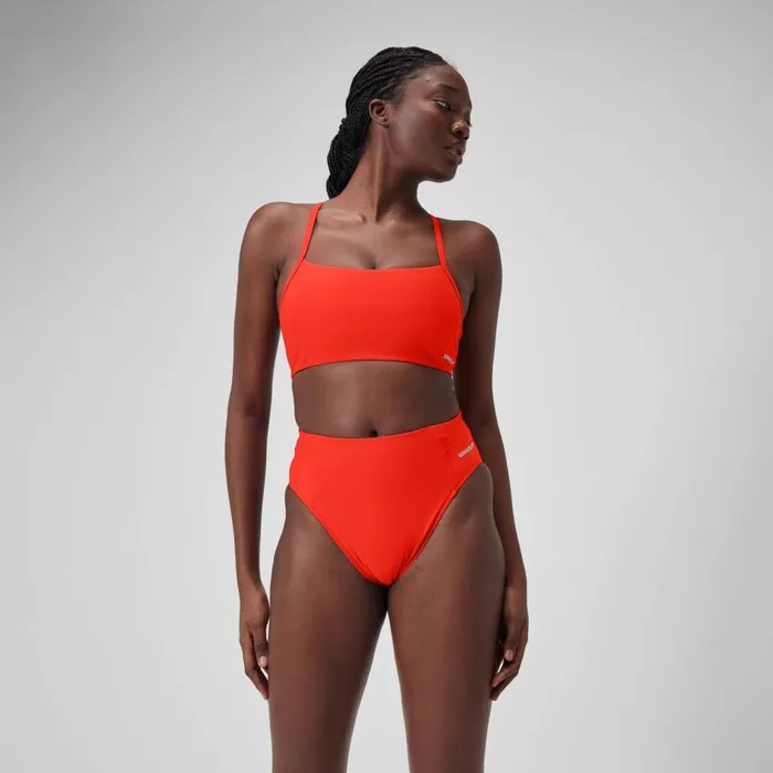 Women Bikinis and Tankinis Speedo Women039s Solid Hi Waist Bottom Red