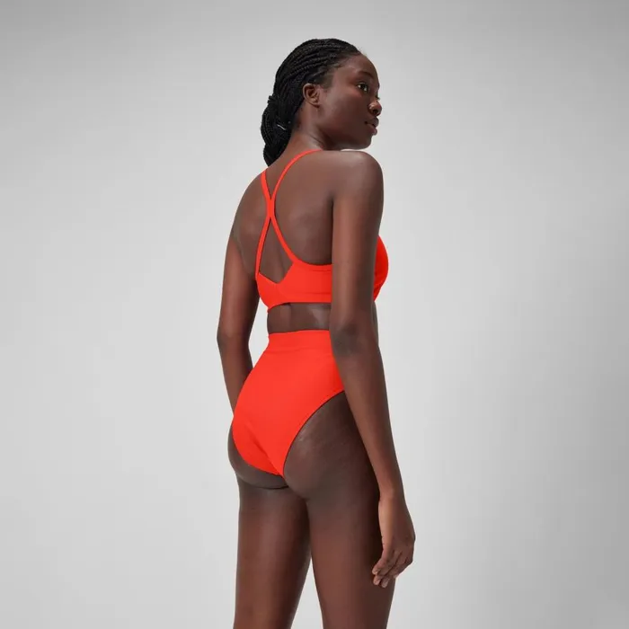 Women Bikinis and Tankinis Speedo Women039s Solid Hi Waist Bottom Red
