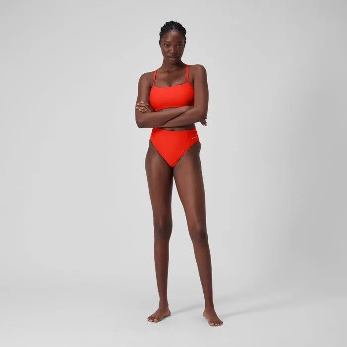 Women Bikinis and Tankinis Speedo Women039s Solid Hi Waist Bottom Red