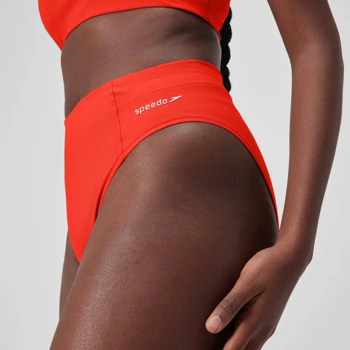Women Bikinis and Tankinis Speedo Women039s Solid Hi Waist Bottom Red
