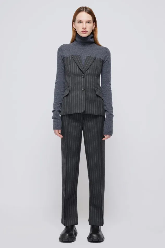 Women Billie Top Grey Pinstripe Jonathan Simkhai Tops and Bodysuits