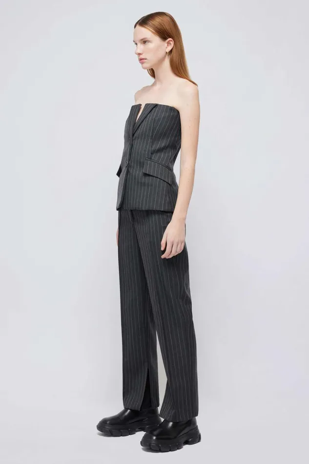 Women Billie Top Grey Pinstripe Jonathan Simkhai Tops and Bodysuits