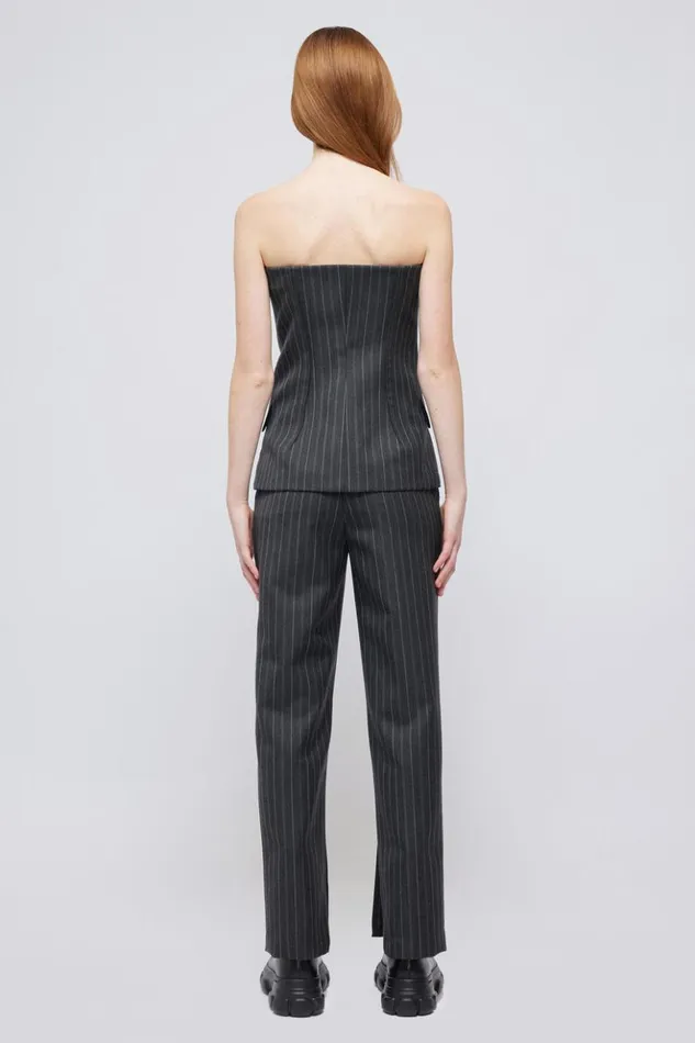 Women Billie Top Grey Pinstripe Jonathan Simkhai Tops and Bodysuits