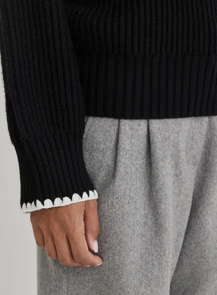 Women Black Contrast Stitching Knit Jumper Hollie 4th and Reckless Knitwear