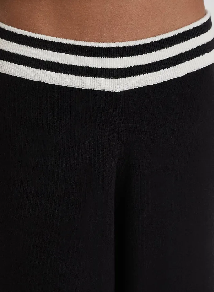 Women Black Knitted Wide Leg Trouser Alexia 4th and Reckless Knitwear