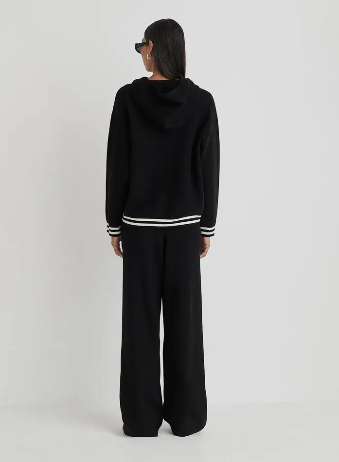 Women Black Knitted Wide Leg Trouser Alexia 4th and Reckless Knitwear