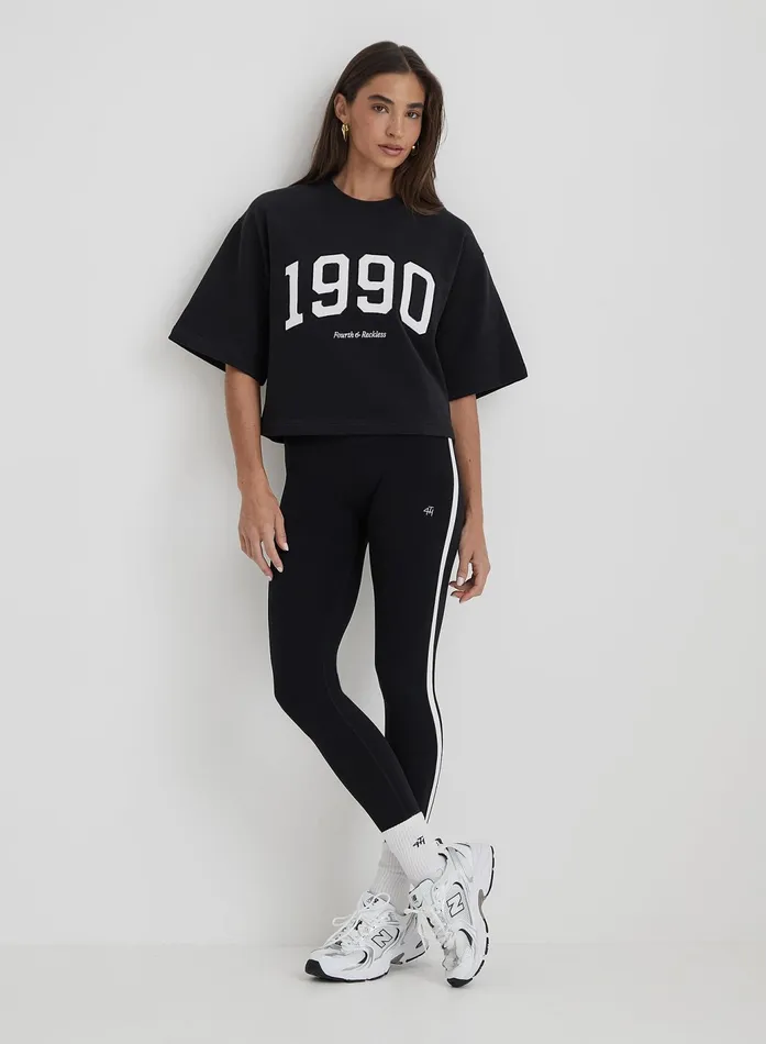 Women Black Oversized 1990 Graphic Boxy Sweat Top Benley 4th and Reckless Athleisure