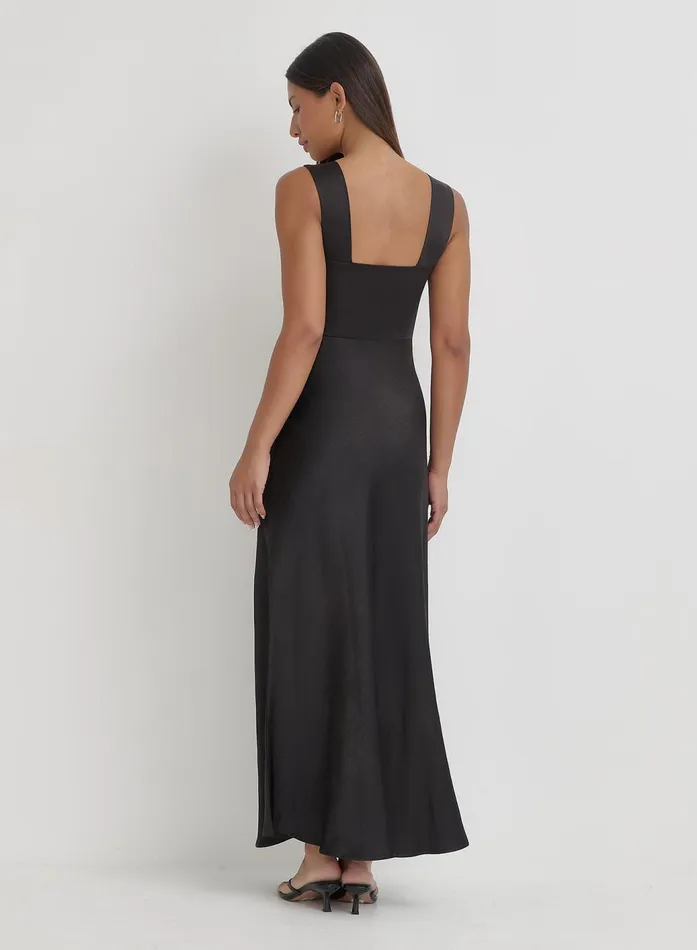 Women Black Satin Lace Slip Dress Kelsey 4th and Reckless Dresses