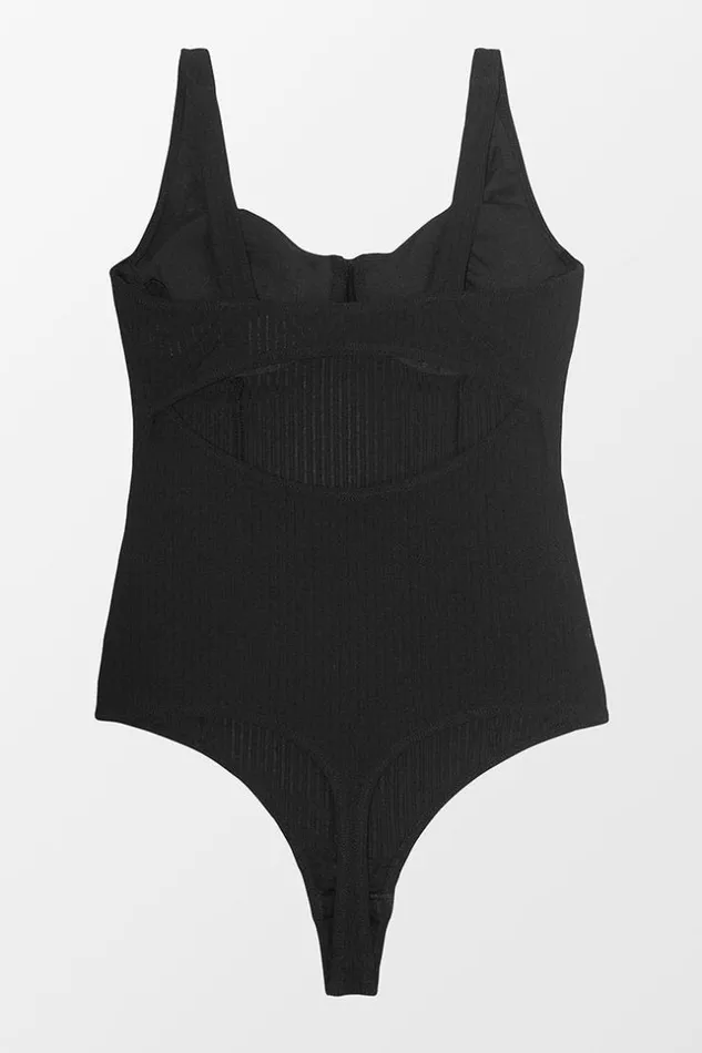 Women Bodysuits Cupshe Jaylee Black Vneck Backless Bodysuit Black