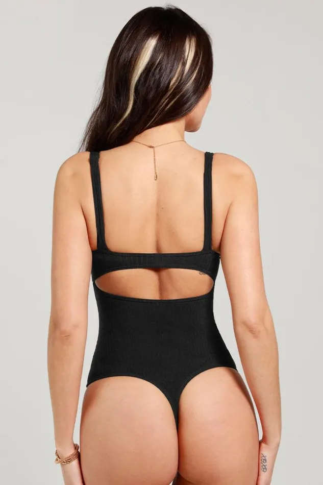 Women Bodysuits Cupshe Jaylee Black Vneck Backless Bodysuit Black