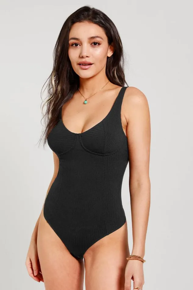 Women Bodysuits Cupshe Jaylee Black Vneck Backless Bodysuit Black