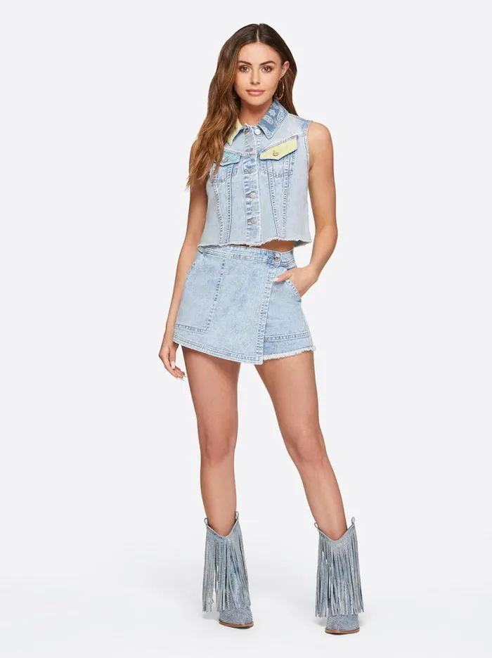 Women Bottoms Jessica Simpson High Rise Denim Skort In Heavenly