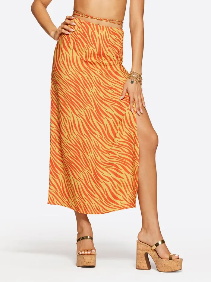 Women Bottoms Jessica Simpson Jildie Slip Skirt In Savanna Zebra