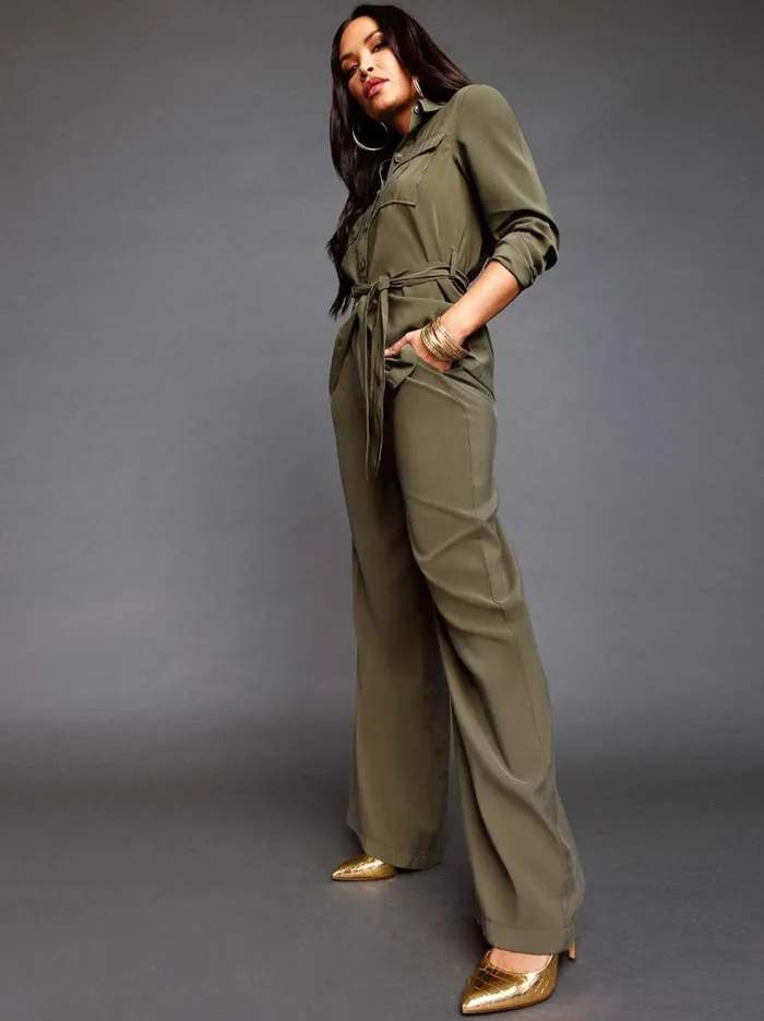 Women Bottoms Jessica Simpson Melba Wide Leg Trouser In Olive Night
