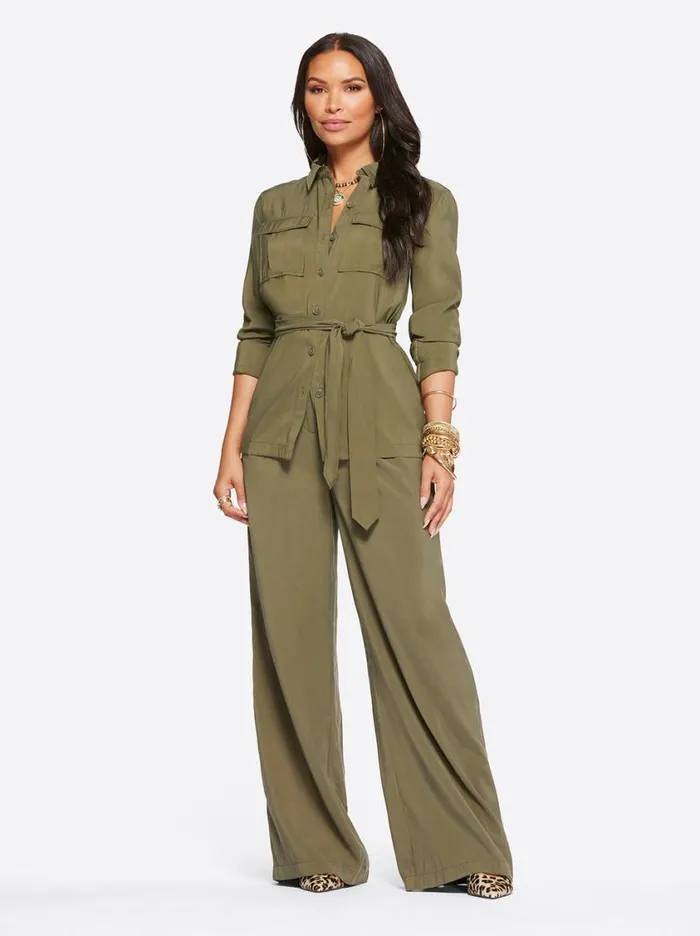 Women Bottoms Jessica Simpson Melba Wide Leg Trouser In Olive Night