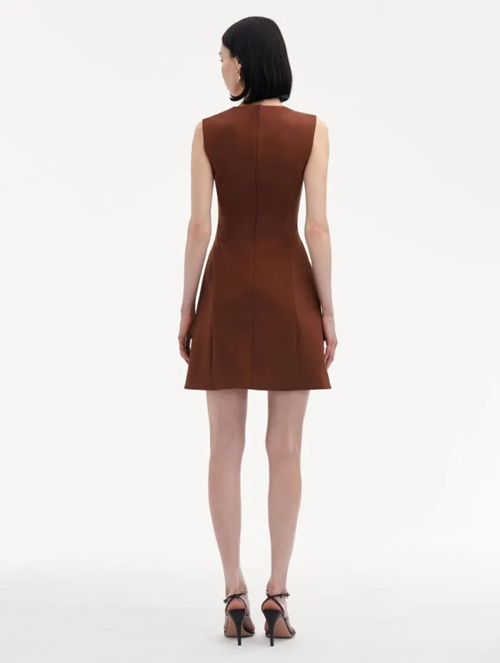 Women Bow Button Split Skirt Dress Cocoa Oscar De La Renta Dresses Women Bow Button Split Skirt Dress Cocoa Oscar De La Renta Dresses