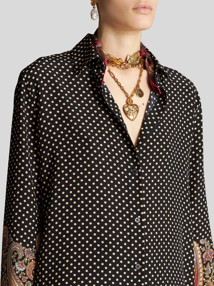 Women Boyfit Crpe De Chine Shrt Etro Shirts And Blouses