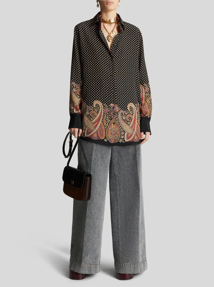 Women Boyfit Crpe De Chine Shrt Etro Shirts And Blouses