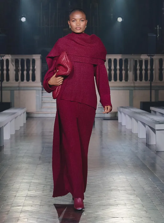 Women Burgundy Slouchy Knitted Trouser 8211 Remy 4th and Reckless Knitwear
