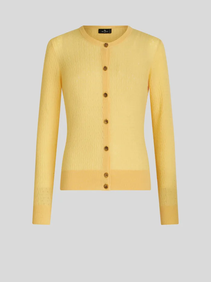 Women CableKnit Wool Cardigan Etro Knitwear