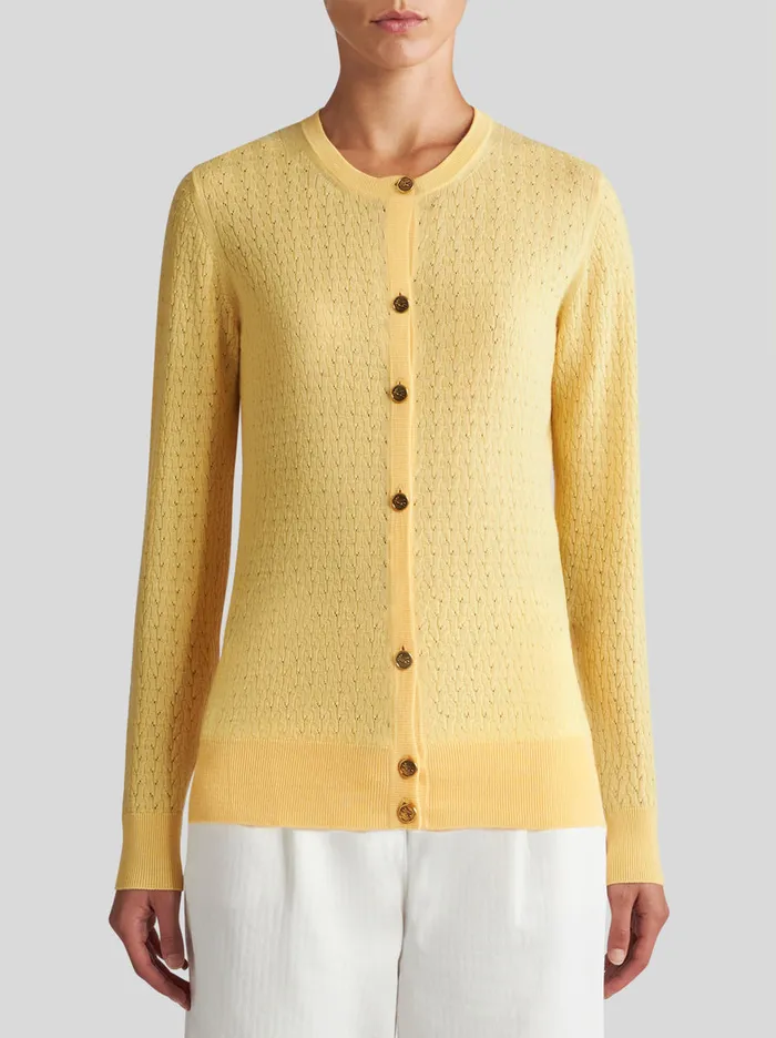 Women CableKnit Wool Cardigan Etro Knitwear