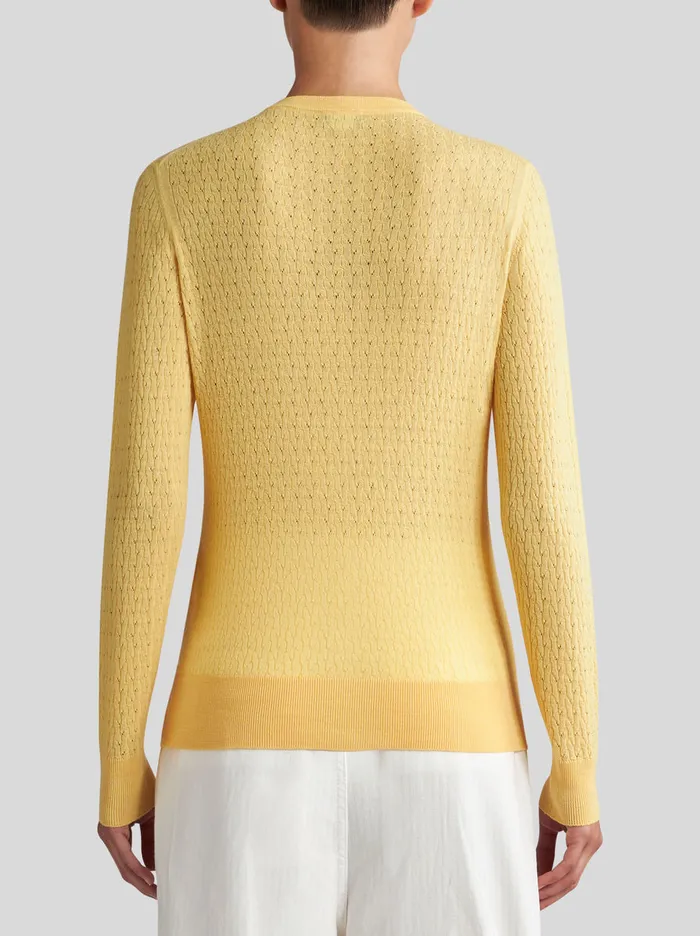 Women CableKnit Wool Cardigan Etro Knitwear