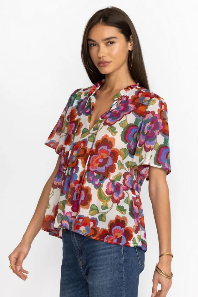 Women CALANTHE HIGH LOW EMPIRE WAIST TOP Cream Calanthe Johnny Was Tops Women CALANTHE HIGH LOW EMPIRE WAIST TOP Cream Calanthe Johnny Was Tops