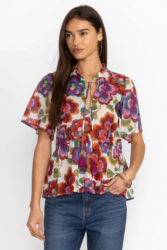 Women CALANTHE HIGH LOW EMPIRE WAIST TOP Cream Calanthe Johnny Was Tops Women CALANTHE HIGH LOW EMPIRE WAIST TOP Cream Calanthe Johnny Was Tops