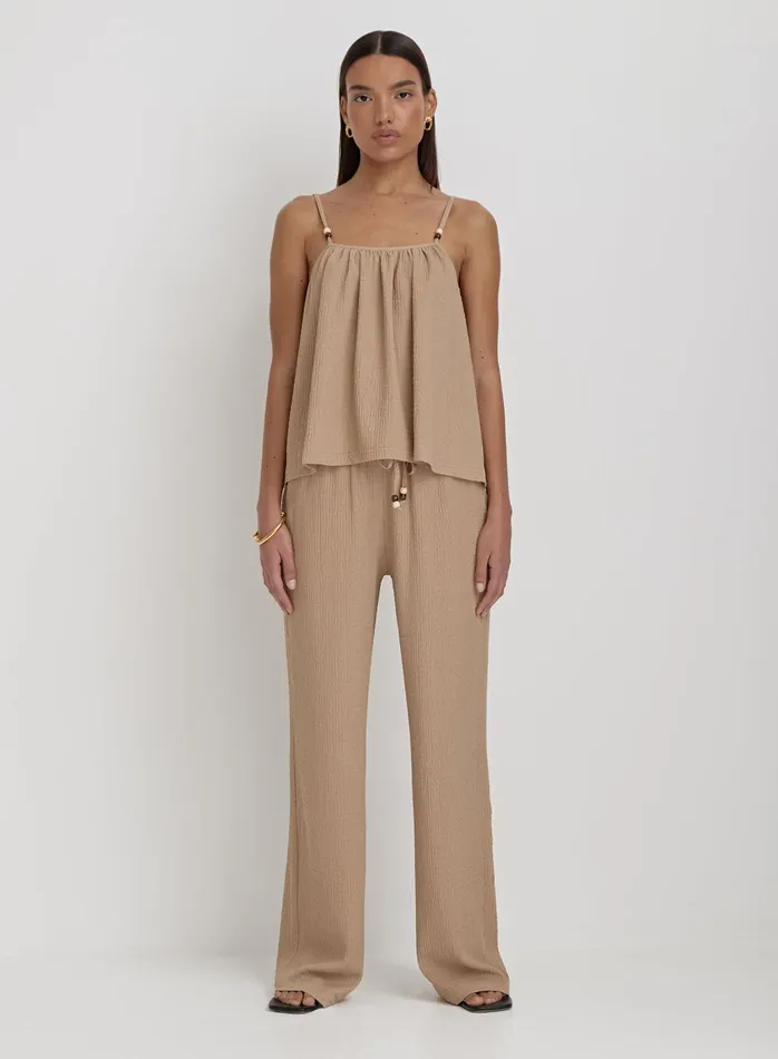 Women Camel Textured Wide Leg Trouser Gia 4th and Reckless Pants