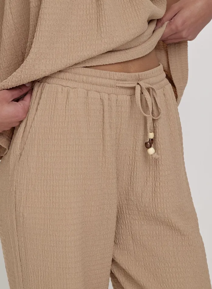 Women Camel Textured Wide Leg Trouser Gia 4th and Reckless Pants