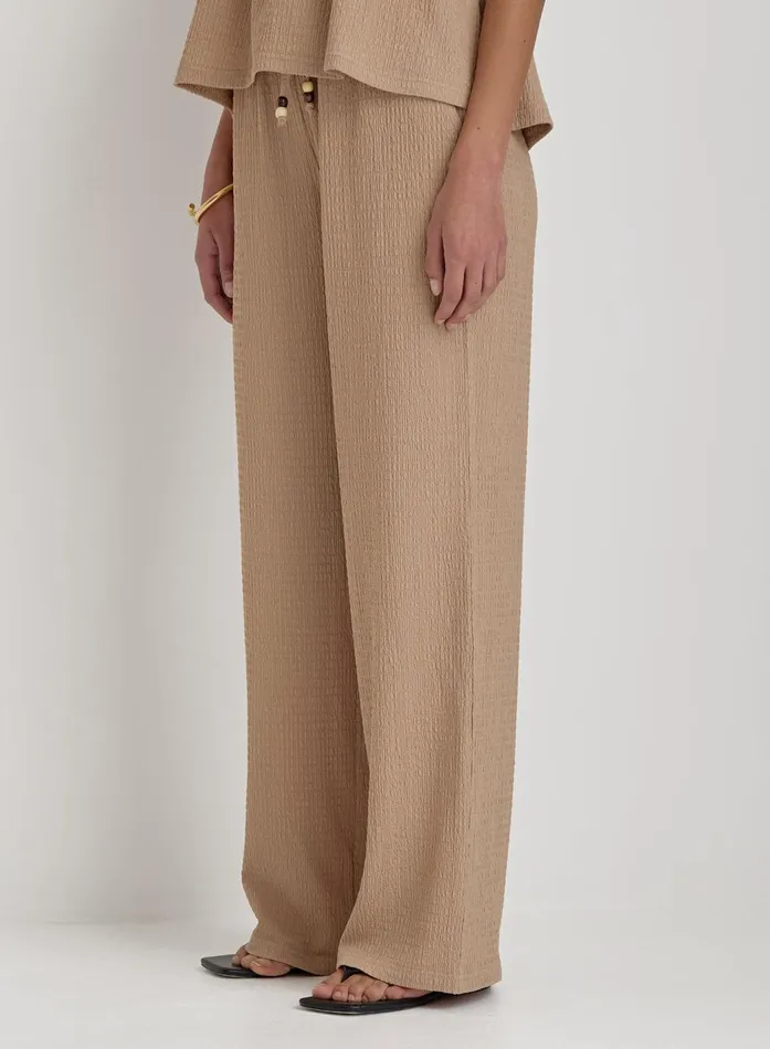 Women Camel Textured Wide Leg Trouser Gia 4th and Reckless Pants