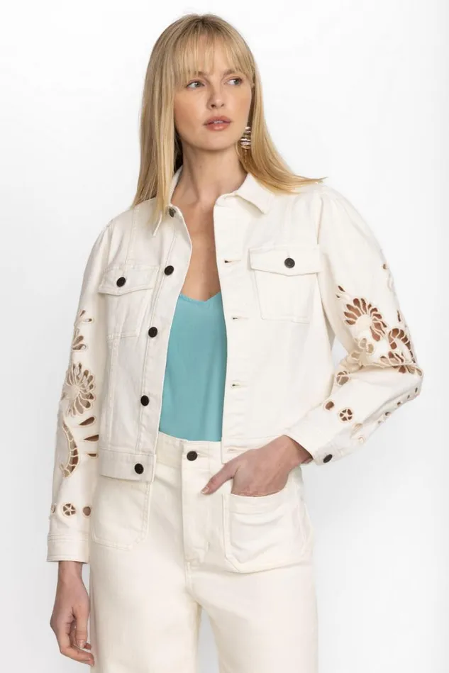 Women CHARLOTTA CROPPED DENIM JACKET Natural Johnny Was Outerwear Women CHARLOTTA CROPPED DENIM JACKET Natural Johnny Was Outerwear